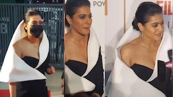 गाडीचं कव्हर अंगावर घेऊन अवॉर्ड शोमध्ये पोहोचली Kajol?