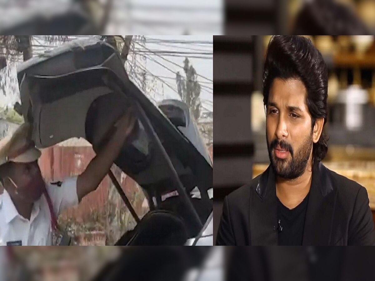 Allu Arjun वर पोलिसांकडून मोठी कारवाई; गाडीत सापडली... title=