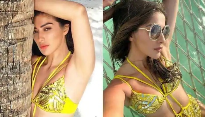 Ms Dhoni S Ex Girlfriend Raai Laxmi In Yellow Bikini