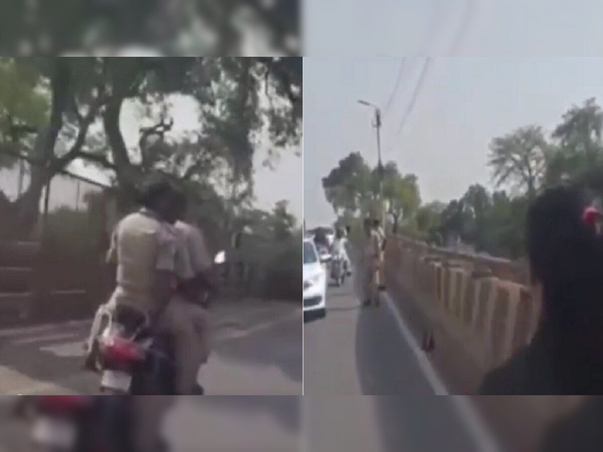 Traffic Police चं जेव्हा वाहतुकीचे नियम मोडतात, संपूर्ण दृश्य कॅमेरात कैद title=