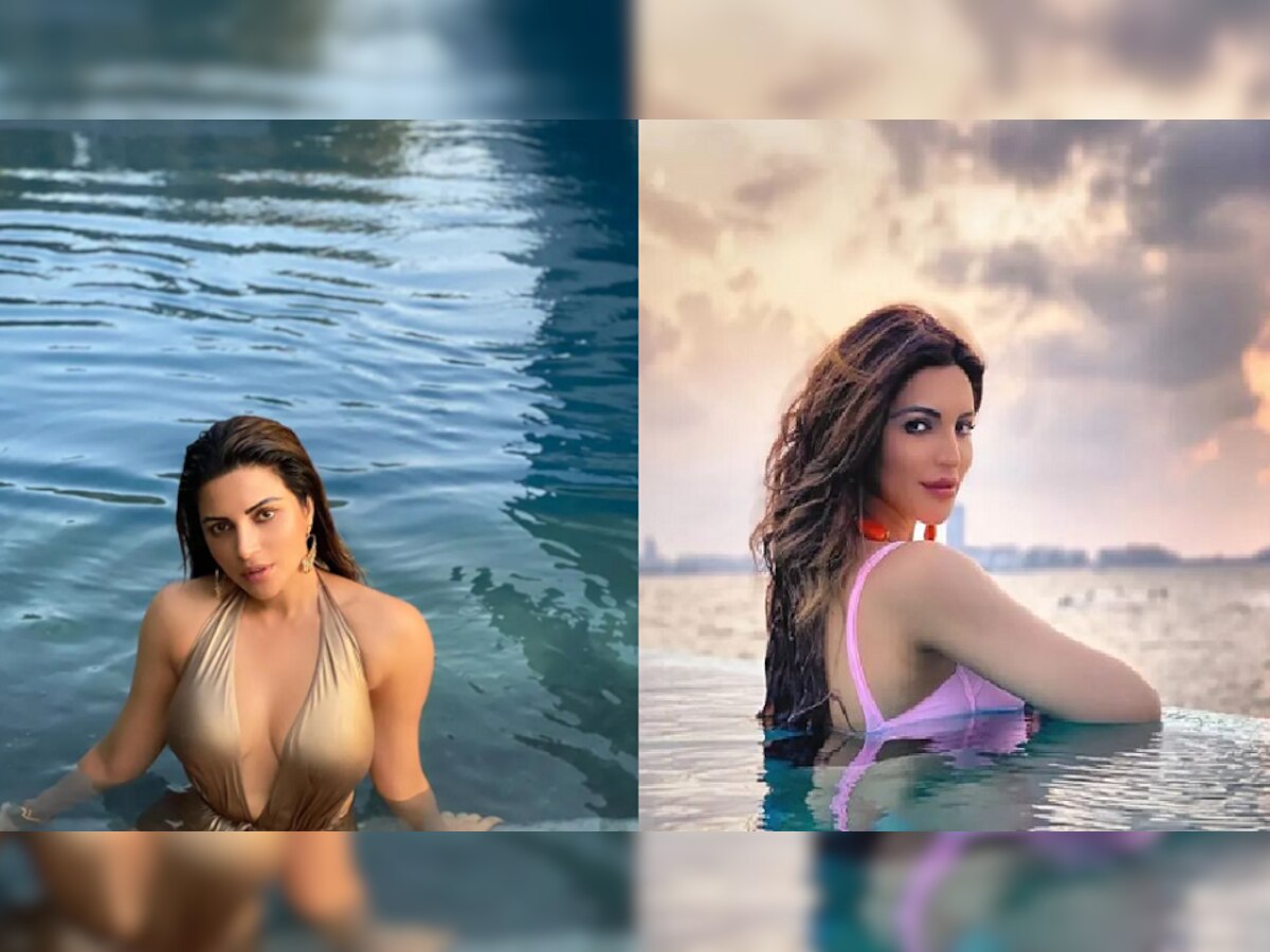 Shama Sikander ची स्विमिंग पूलमध्ये 'बोल्ड' पोज, फोटो आणि व्हिडिओ व्हायरल title=