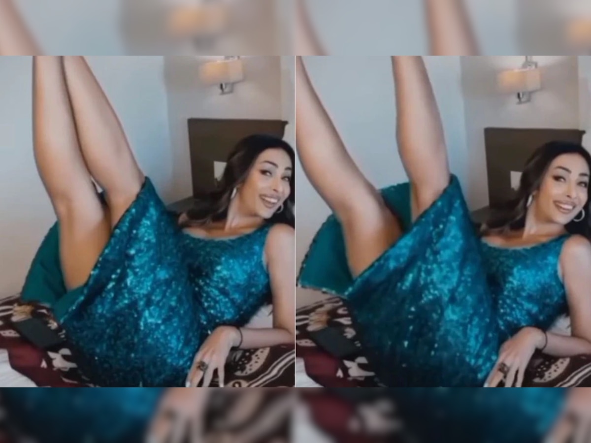 Malaika Arora Video: शिमरी ड्रेस लूकमध्ये मलायकानं Naughty अंदाजात पाय उचलताच...  title=