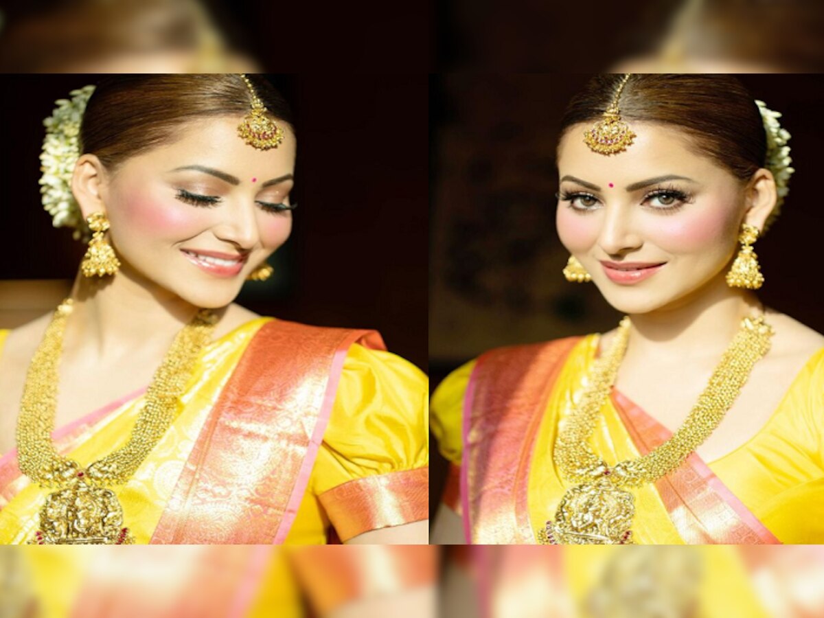 Urvashi Rautela कांजीवरम साडीत फुलून आल सौंदर्य, पाहा फोटो title=