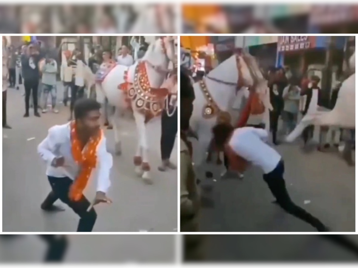 घोड्यासोबत डान्स करणं पडलं महागात, एका सेकंदात झाली वाईट अवस्था, पाहा VIDEO title=