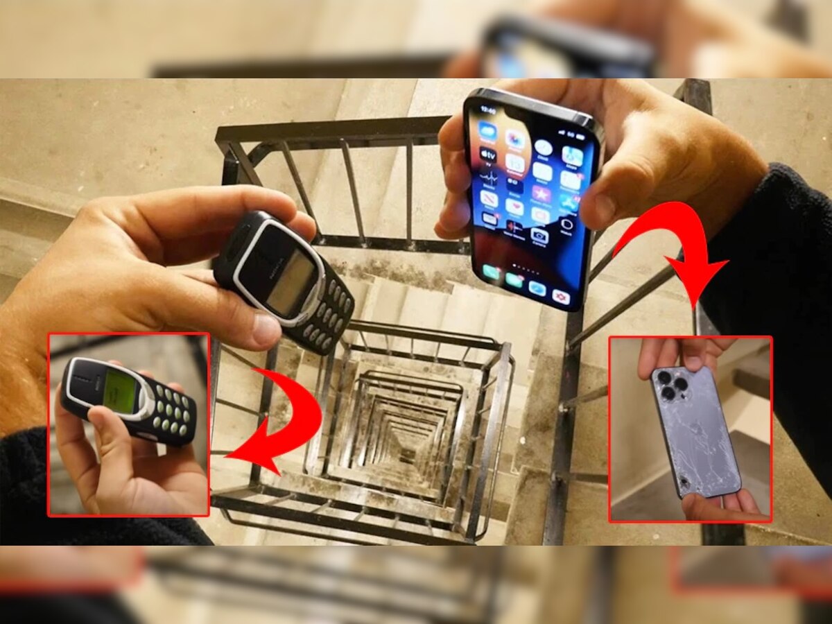 Nokia Vs iPhone: टिकाऊपणा तपासण्यासाठी छतावरून फेकले दोन्ही फोन, कोणी मारली बाजी? पाहा Video title=