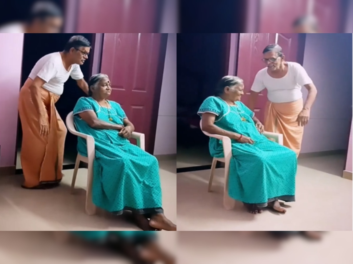 Video : पत्नीचा रुसवा घालवण्यासाठी आजोबांचा Arabic Kuthu गाण्यावर डान्स; आजी म्हणाली, चल हट्ट... title=