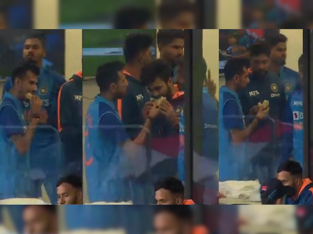 IND vs NZ : चहलच्या सँडविचवर तुटून पडले Shardul Thakur आणि सिराज; पाहा VIDEO title=