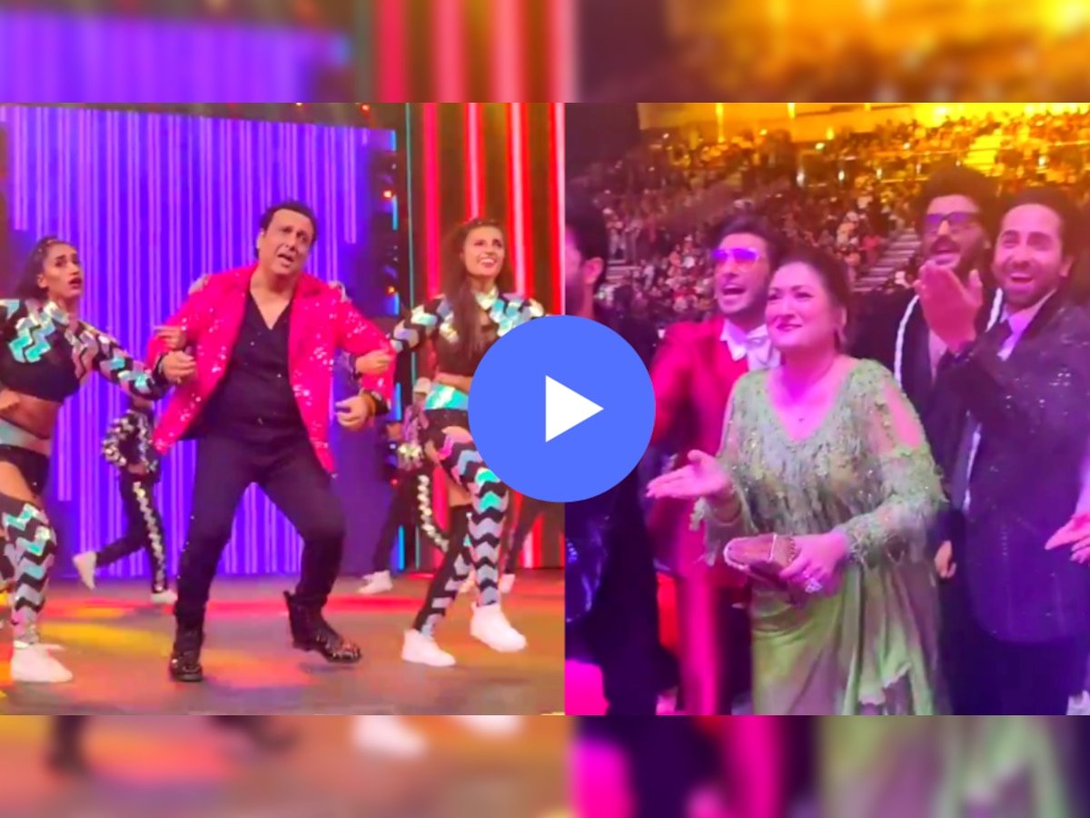 Govinda: पुरस्कार सोहळ्यात गोविंदाने स्टेजवर लावली आग, Dance पाहून रणवीर-आयुष्मानही आवाक्, पाहा Video title=