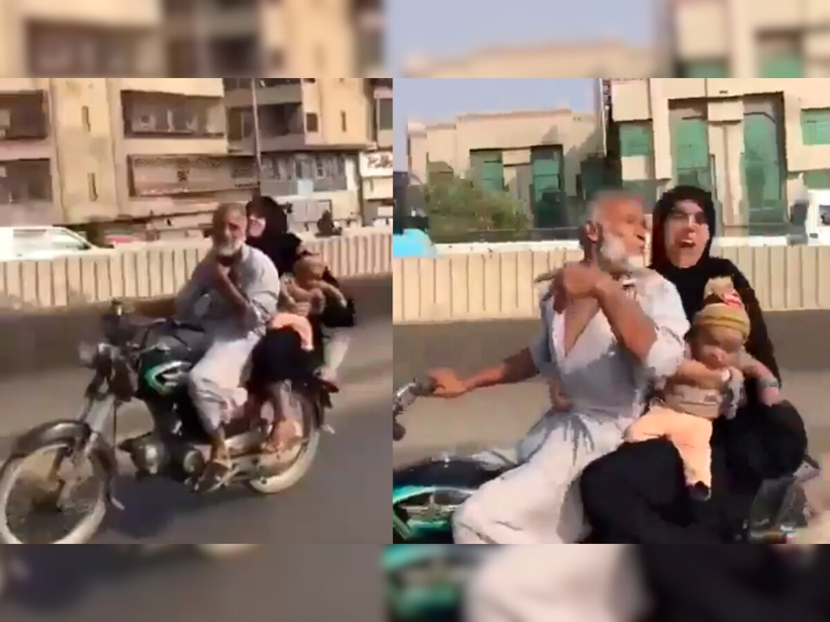 Viral Video: म्हाताऱ्यांचा इमरान हाश्मी! बाईकवर स्टंट करताना महिलेचं घेतलं चुंबन; पाहा व्हिडीओ title=