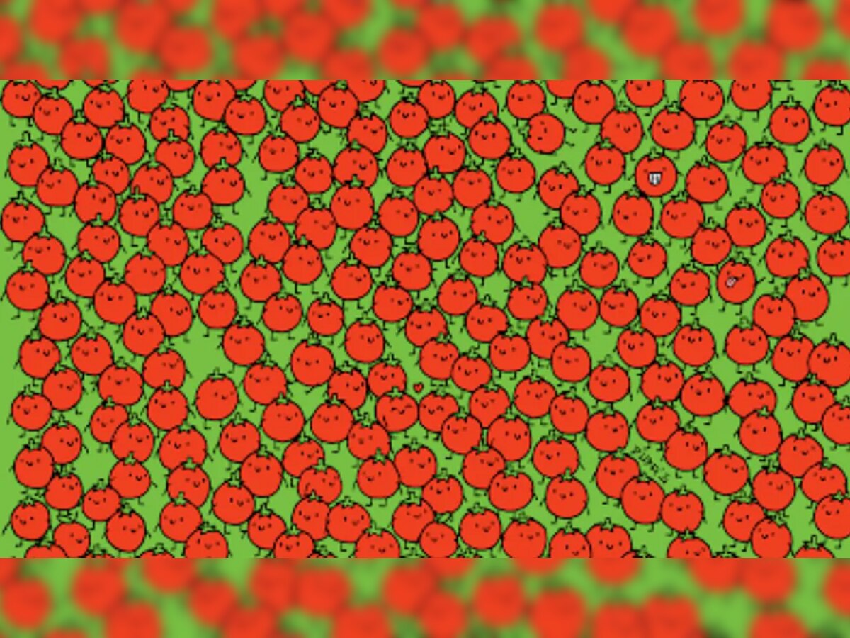 Optical Illusion: टॉमेटोमध्ये लपलेत 3 सफरचंद, 20 सेकंदात शोधून दाखवा title=