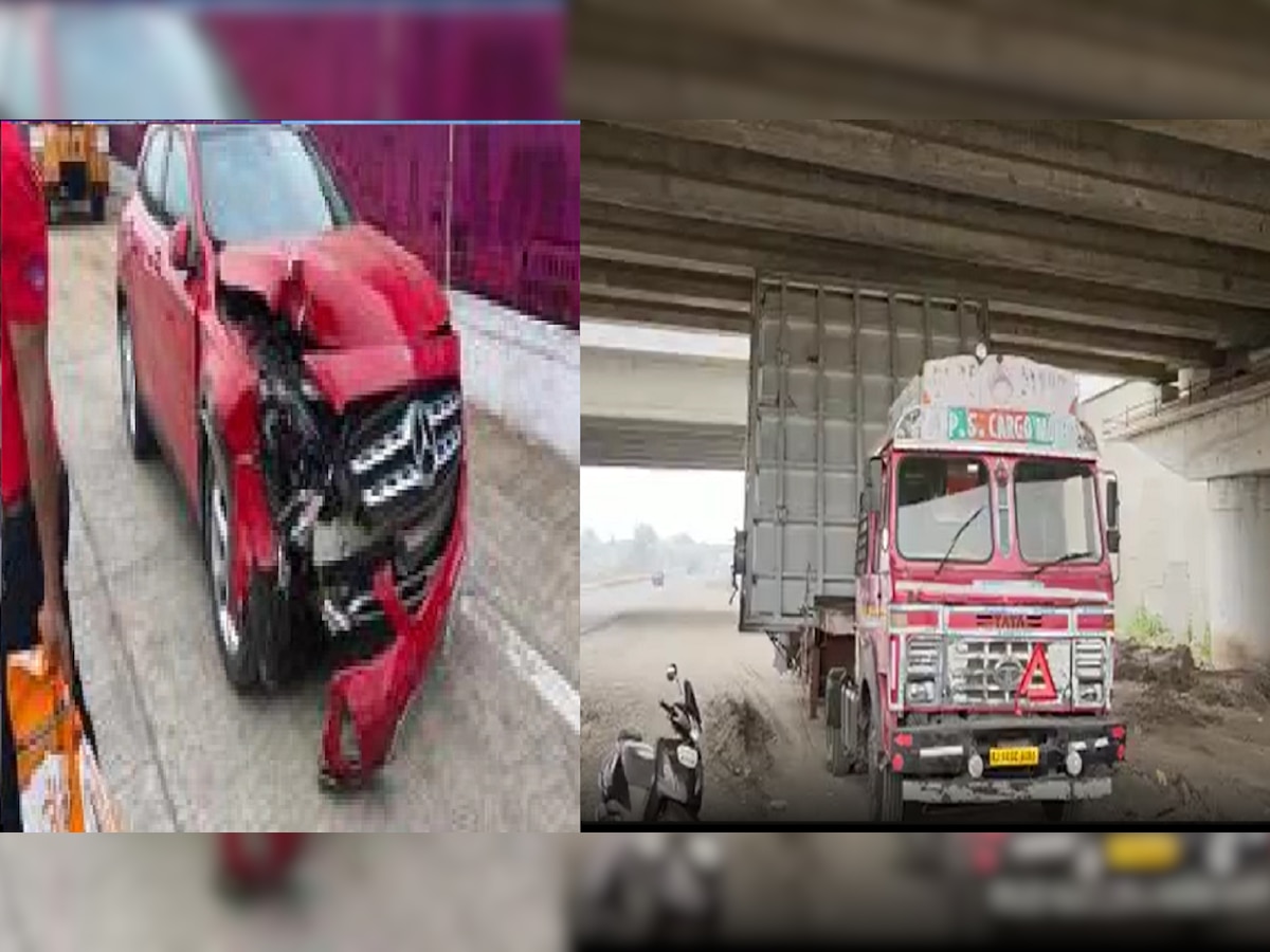 Samruddhi Mahamarga : काल कार अपघात, आज समृद्धी महामार्गावर पुलाखाली अडकला ट्रक title=