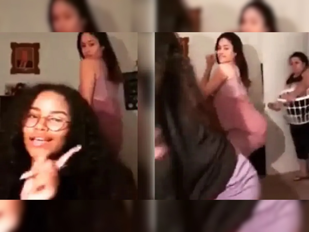 Video : कॅमेऱ्यासमोर असं कृत्य करणाऱ्या मुलींनी आईकडून मिळाला चप्पलेचा मार title=