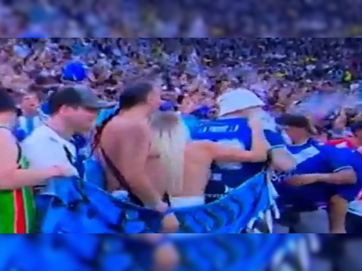Video : Messi च्या थरारक विजयानंतर अर्जेंटिनाची फॅन झाली Topless आणि आता... title=