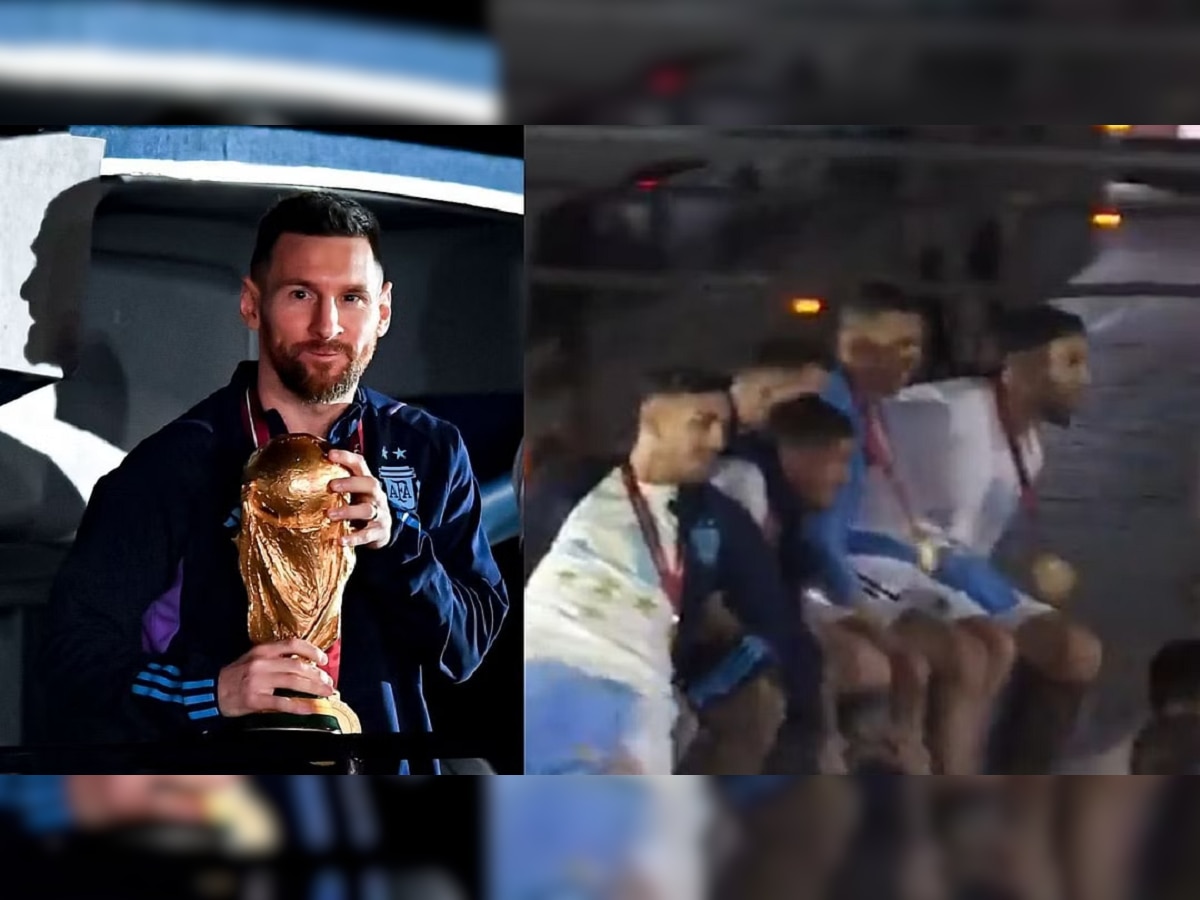 FIFA World Cup : विजयाचा जल्लोष करताना दुर्घटनेचा हा थरार, Messi सह अर्जेंटिना टीमचा Video viral title=