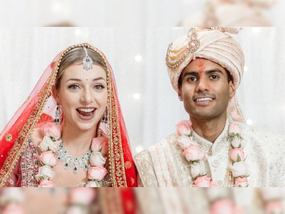 Viral Wedding : नेदरलँडच्या तरूणीने भारतीय तरूणासोबत बांधली लग्नगाठ, हिंदू रितीरिवाजानुसार केलं लग्न title=
