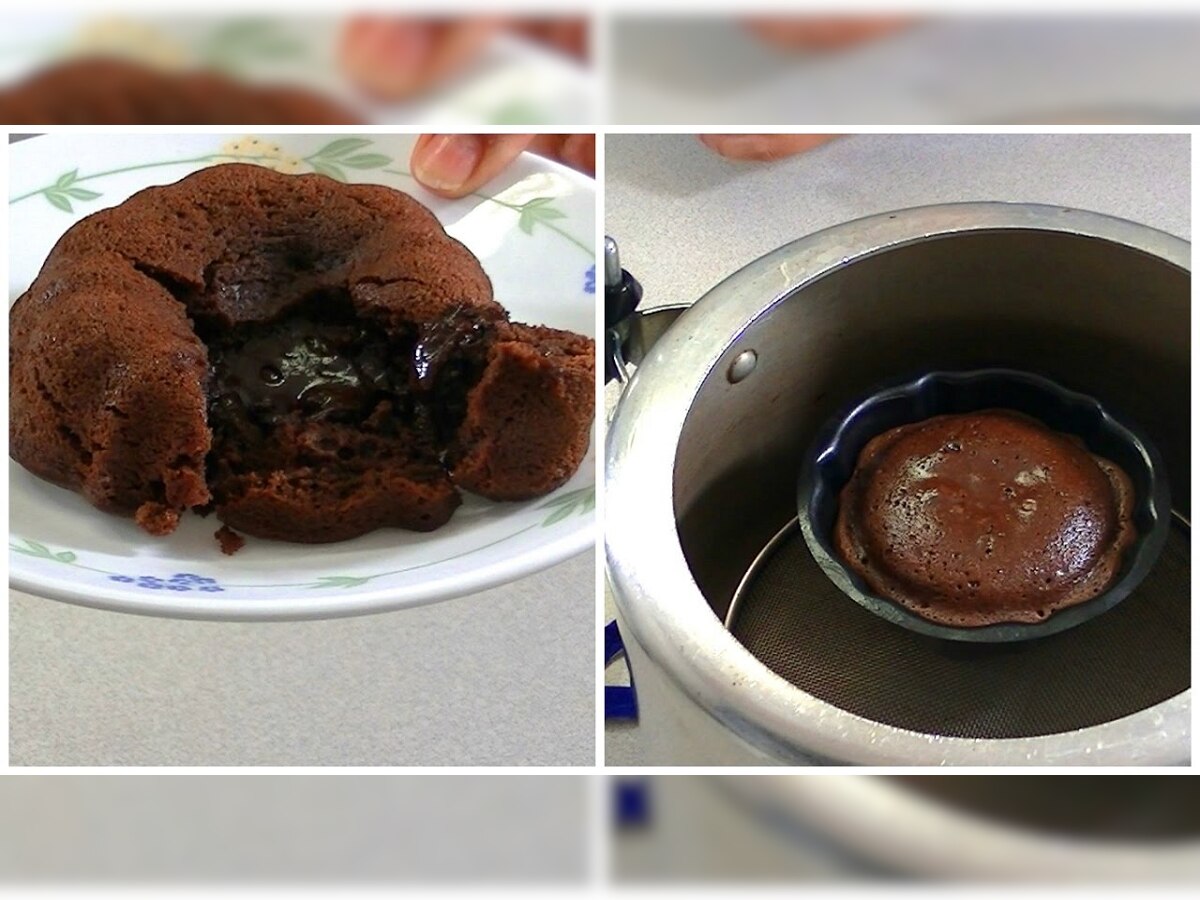 Cooking Tips: घरीच कुकरमध्ये 8 मिनिंटात बनवा यम्मी choco lava cake  title=