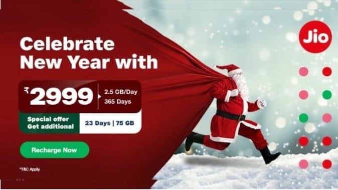 Jio New Year Offer Plan Rs 749 With 90 Days Validity and 180GB data Details and more