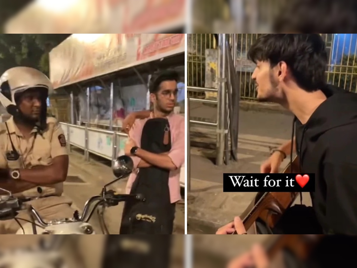Viral Video : तरुणाचं गाणं ऐकून पोलिसही झाले स्तब्ध; शेवटी अशी होती प्रतिक्रिया title=