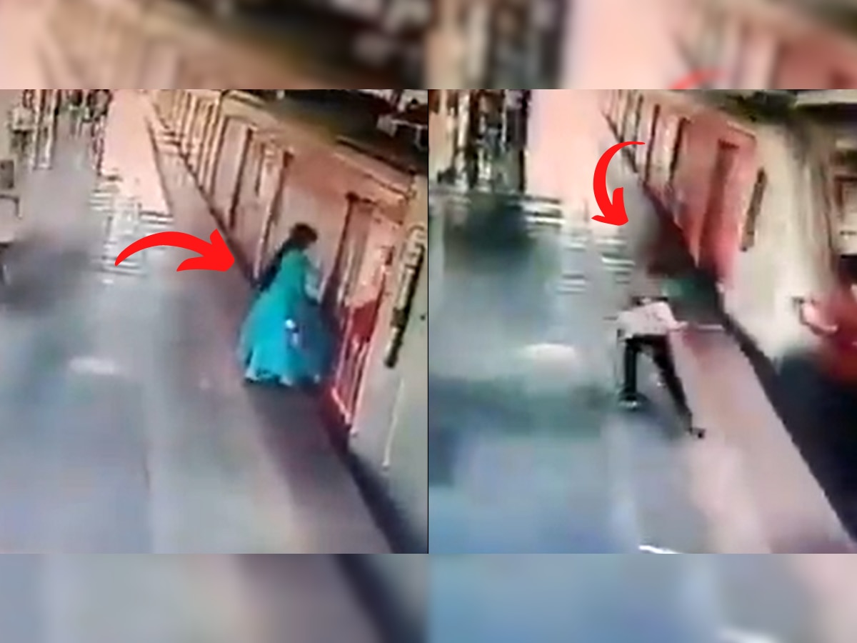 Mumbai Video: मेट्रो स्टेशनवरील थरारक घटना; तरुणीचा ड्रेस अडकला, ती झगडत राहिली पण... title=
