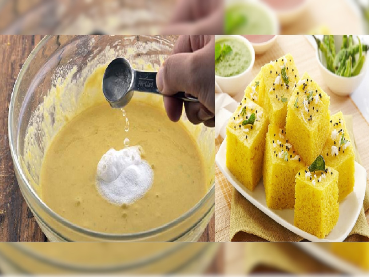 Dhokla Recipe : फक्त 12 मिनिटांत एक कप बेसन वापरून स्पॉंजी खमण ढोकळा; पाहा सोपी रेसिपी title=