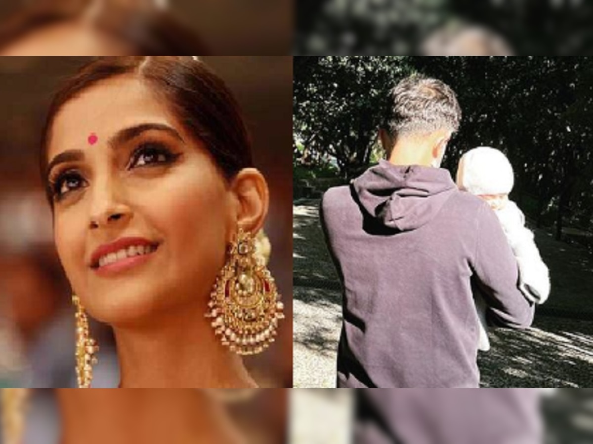 Sonam Kapoor's Son Latest Photo: कितीही लपवलं तरी अखेर चाहत्यांना दिसली सोनमच्या मुलाची झलक...  title=