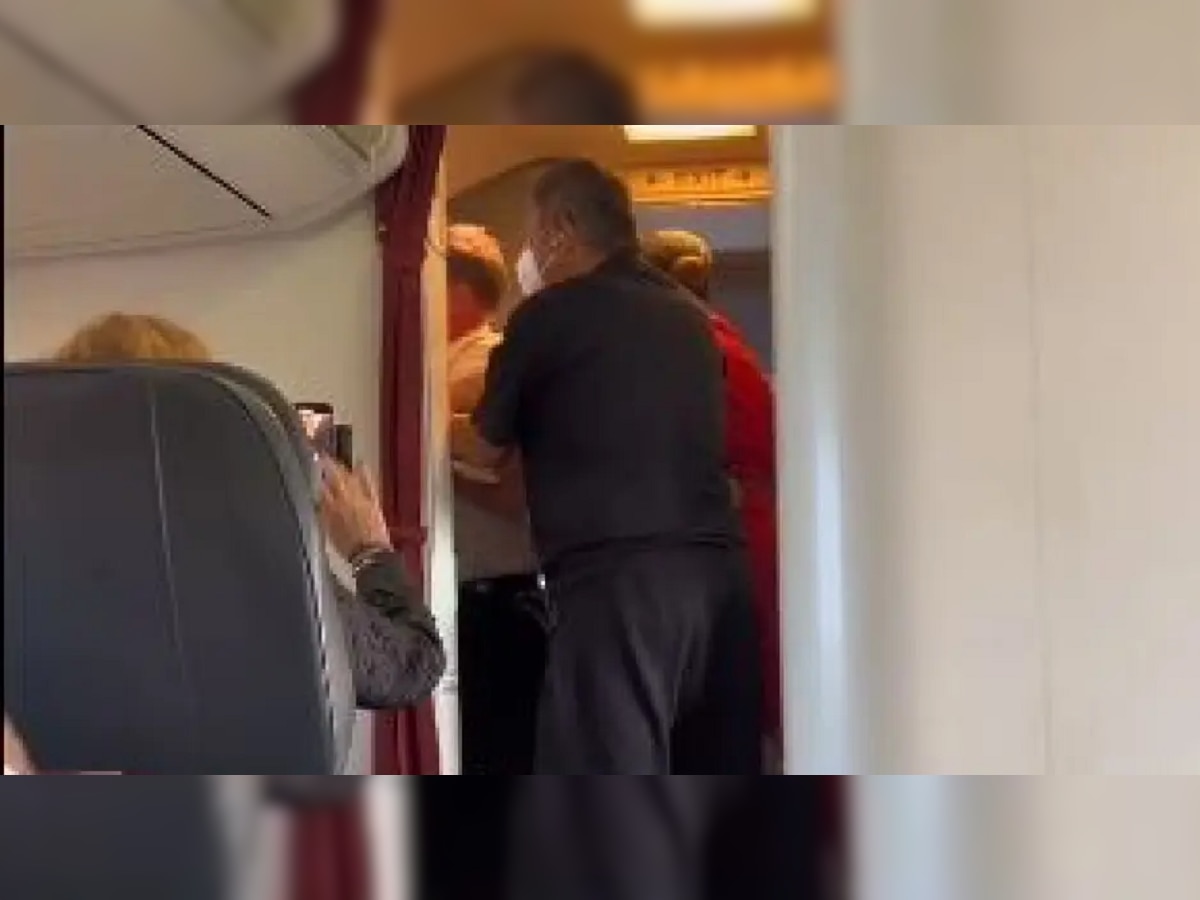 VIDEO : विमान आहे की कुस्तीचा आखाडा, पायलटसोबत प्रवाशीची हाणामारी title=