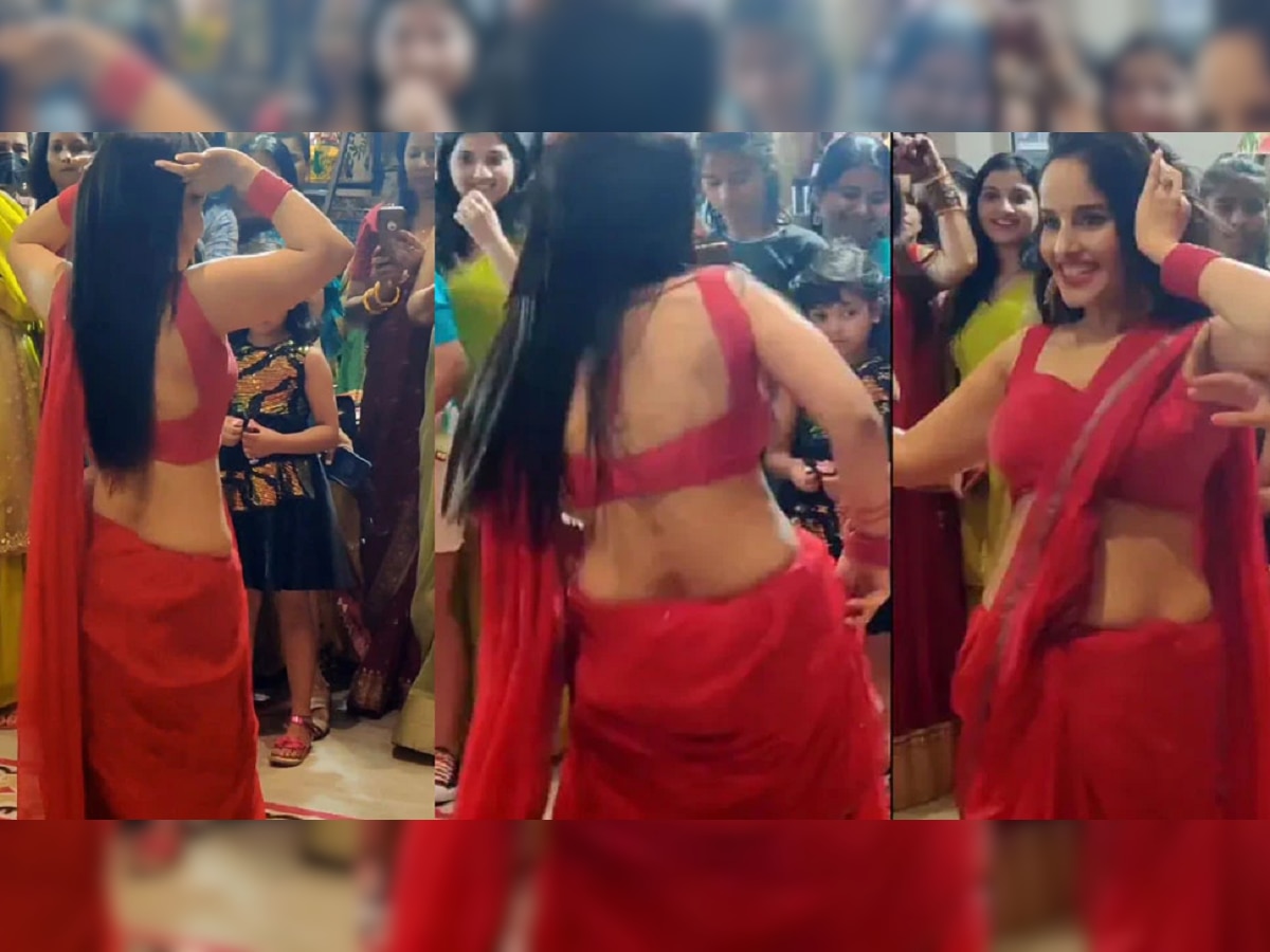 VIDEO : रश्मिकाच्या 'Oo Antava' वर लाल साडीत तरुणीचा वेड लावणारा डान्स title=