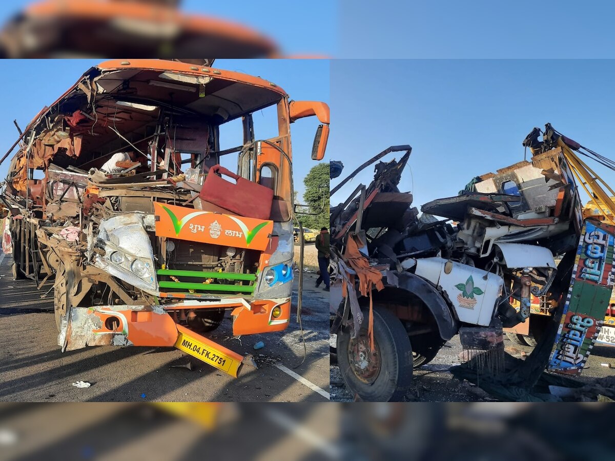Nashik Sinnar Shirdi Accident : ट्रक - बस अपघातातील मृतांची ओळख पटली, मुख्यमंत्र्यांकडून आर्थिक मदत जाहीर title=