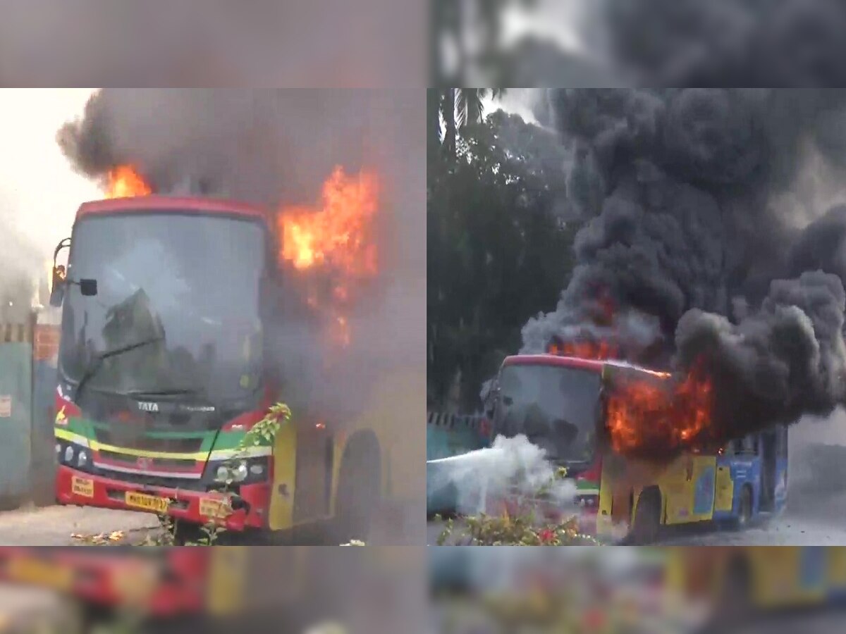 Mumbai BEST Bus Fire : मुंबईत बसला अचानक आग, गाडीचा कोळसा title=