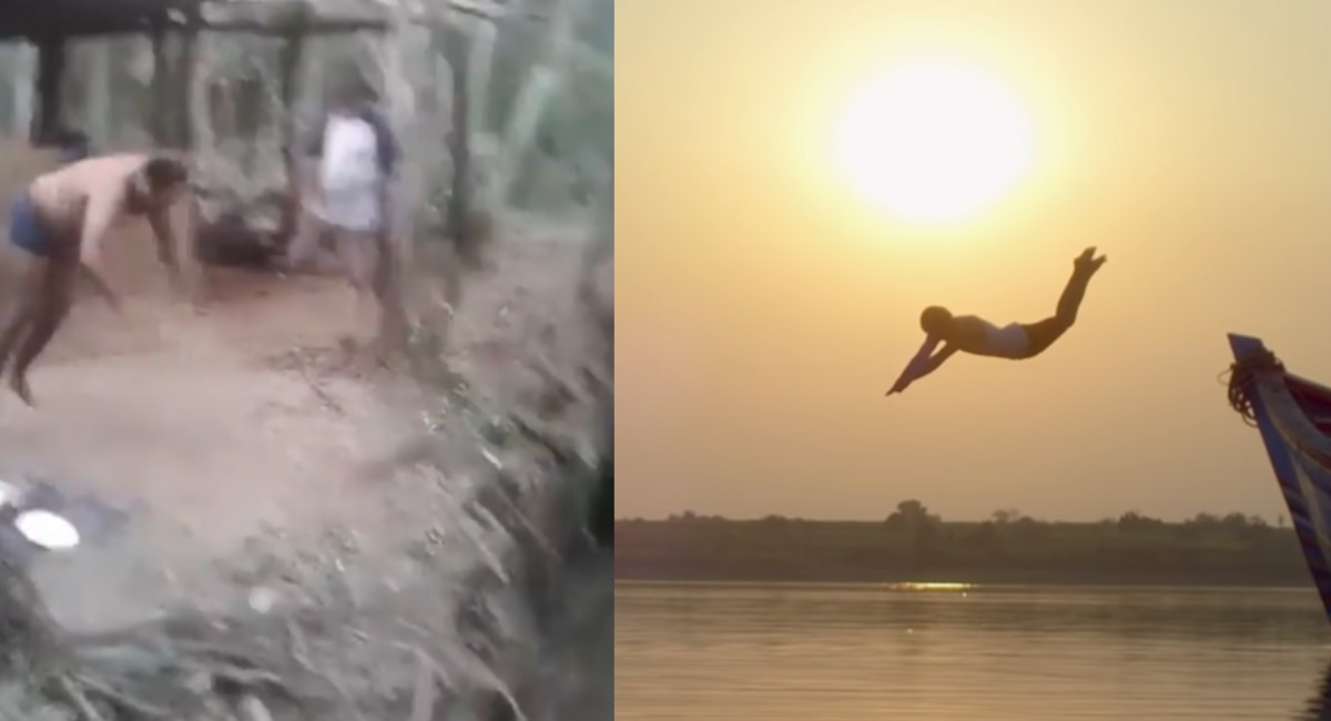 Video of uncle jumping into water viral on social media latest marathi ...