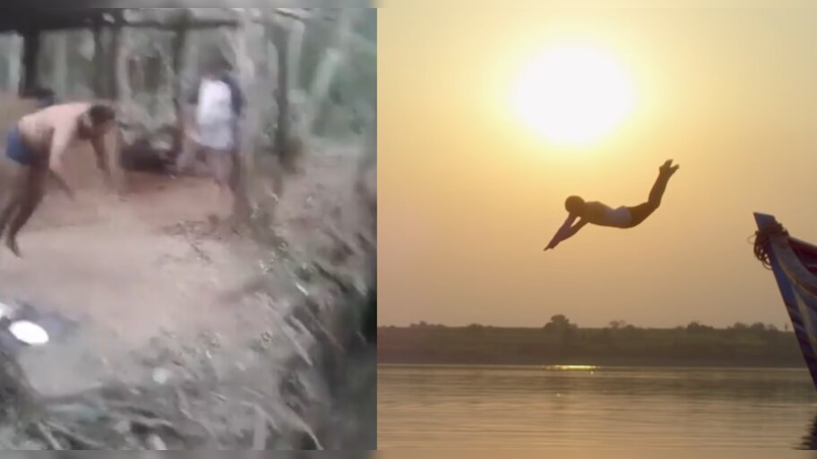Video of uncle jumping into water viral on social media latest marathi ...