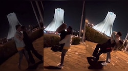 Couple Viral Video : कपलला रस्त्यात रोमान्स करणं पडलं महागात, डान्स करताना तिला जवळ घेत अन् मग...