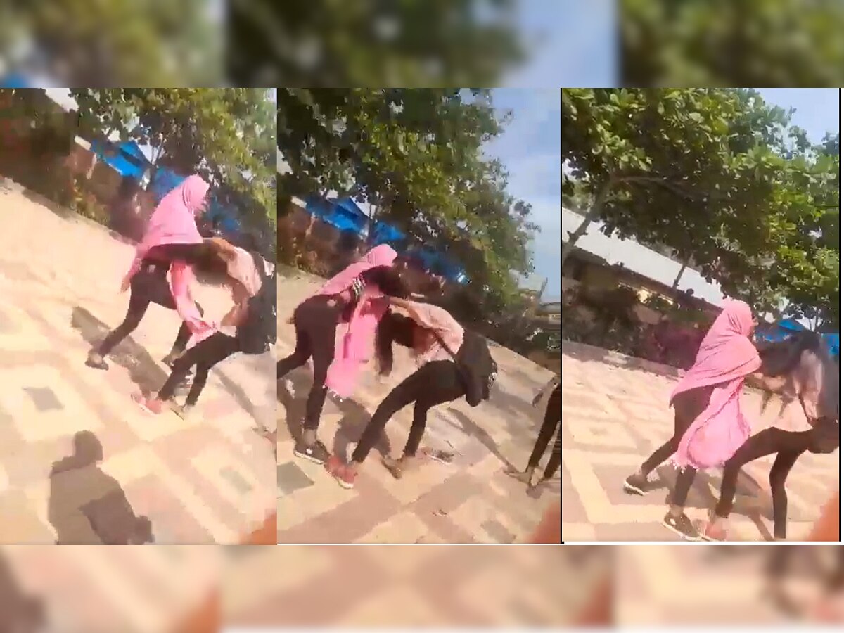  Girl Fight Video : दे धपाधप! बॉयफ्रेंडसाठी दोन तरुणींचा झिंज्या उपटत तुफान राडा  title=