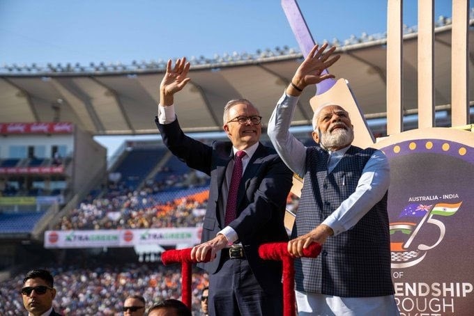 Modi Anthony Albanese In Ahmedabad Stadium