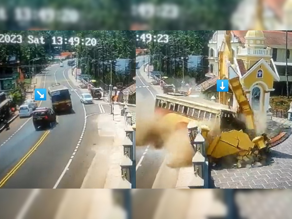 Bus Accident: बसने कारला ओव्हरटेक करण्याच्या नादात लेन सोडली अन् तितक्यात...; अंगावर काटा आणणारा अपघाताचा VIDEO title=