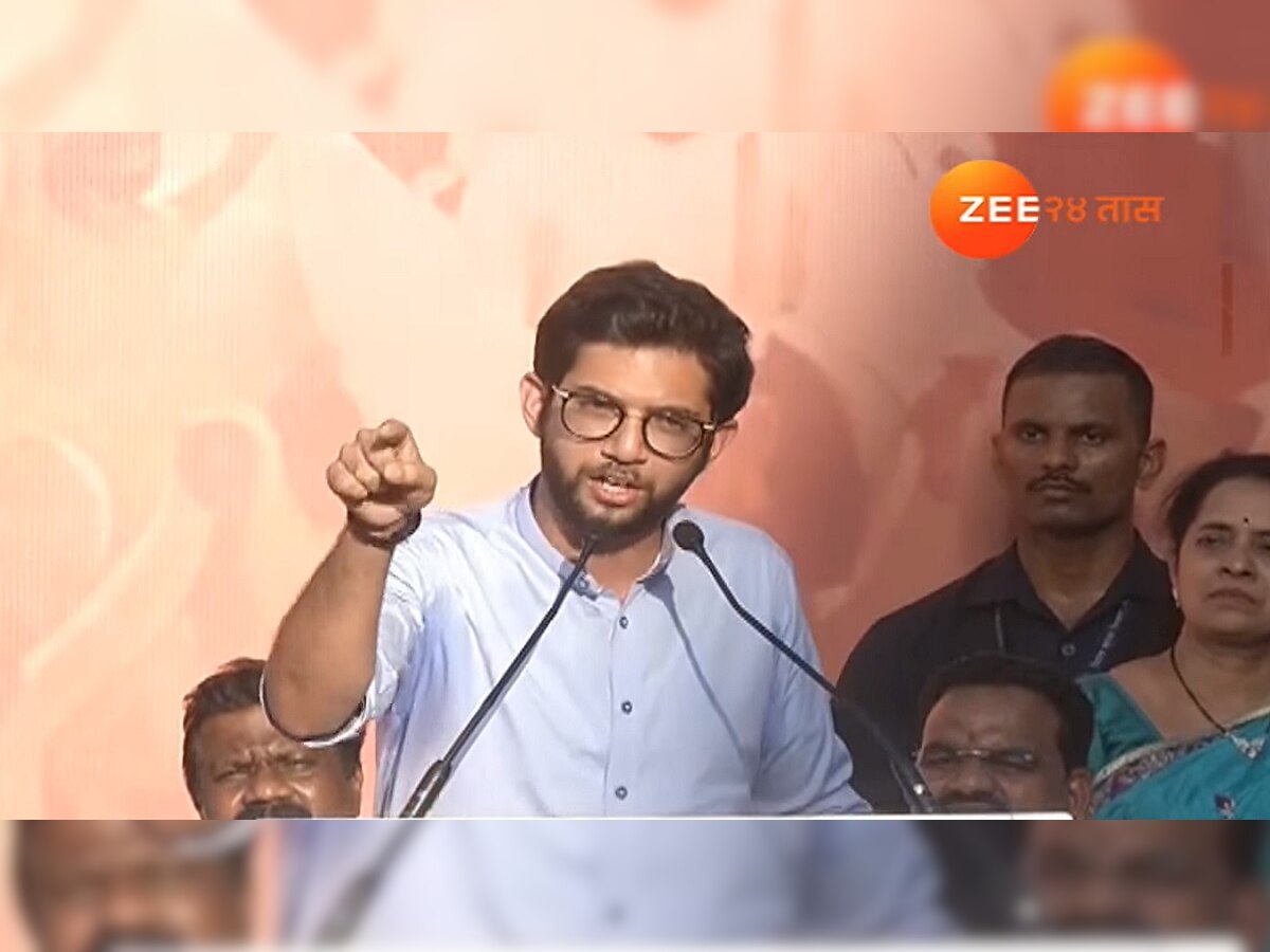 Aaditya Thackeray : महिलांचा अपमान करणारे मर्दानगी दाखवतात; आदित्य ठाकरे यांनी केली मुख्यमंत्री शिंदेंची नक्कल  title=