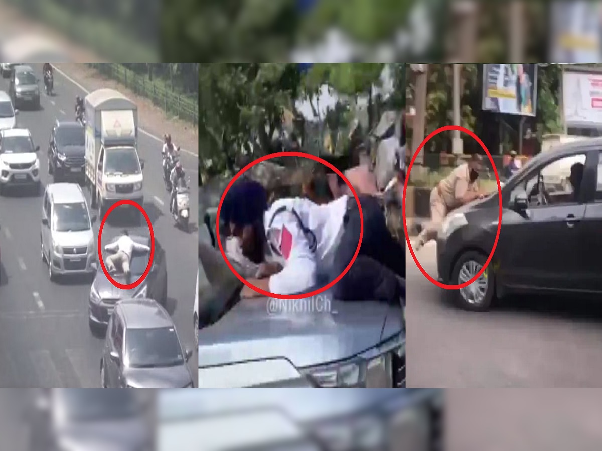 Traffic Police Video : वाहतूक पोलिसाला कारच्या बोनेटवरुन फरफटत नेलं, मुंबईसह दोन शहरातील धक्कादायक घटना CCTV मध्ये कैद title=