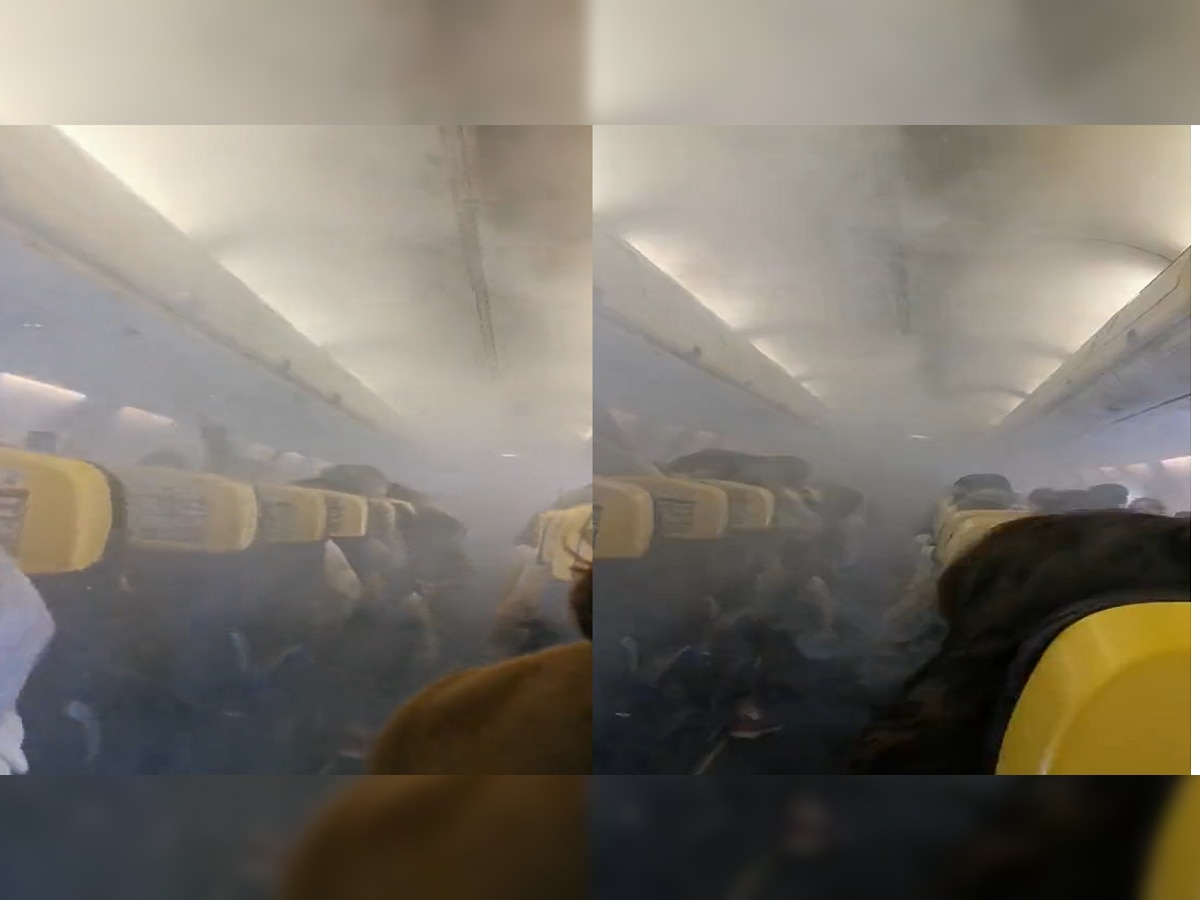 Flight Viral Video : किंकाळा, आरडाओरडा अन् धूर...हजारो फूट उंचीवर विमानात प्रवासी अडकले... title=