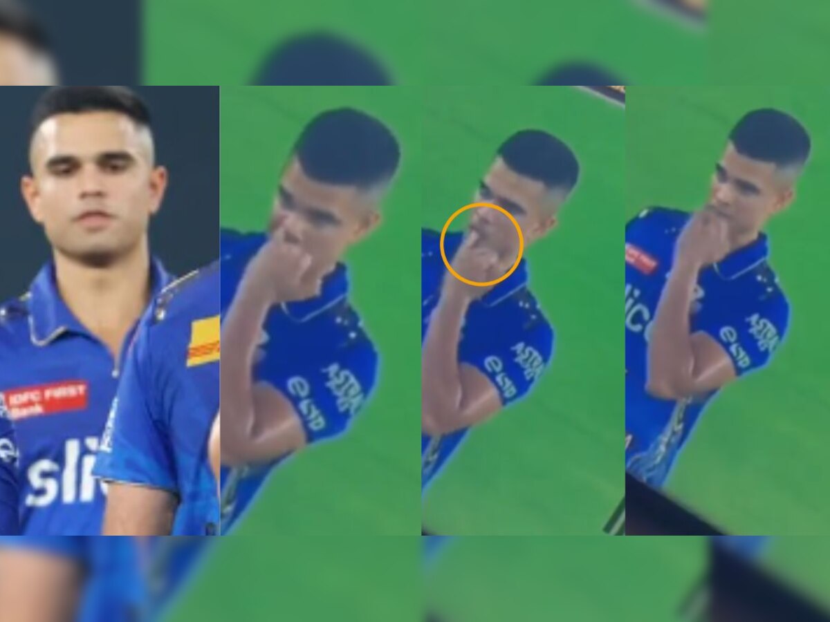 Arjun Tendulkar : शीsss...! नाकात घातलेलं तेच बोट तोंडात, अर्जुनचा किळसवाणा प्रकार कॅमेरात कैद title=