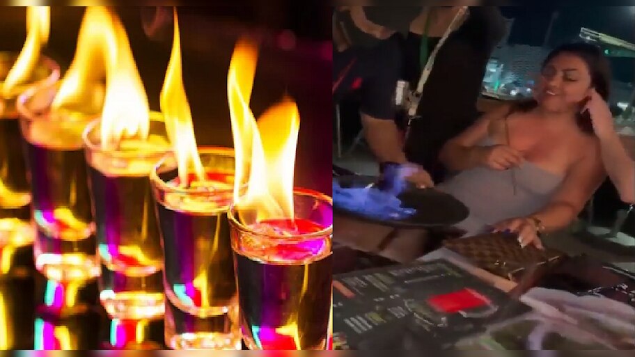 Fire Shot चा नाद पडला महागात, अचानक आग लागली आणि तरुणी होपळली... Video ...