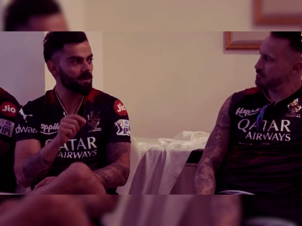 ऐतिहासिक विजयानंतर RCB च्या ड्रेसिंग रुममधील Video व्हायरल; Virat kohli च्या वक्तव्याने कॅप्टनही शॉक! title=