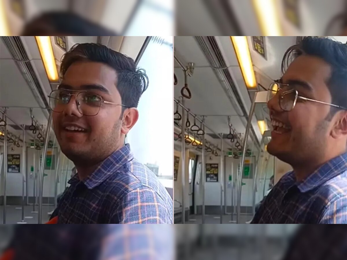 Delhi Metro मध्ये पोरानं केली करामत; असं काही केलं की.. कानावर विश्वासच बसेना, पाहा Video title=