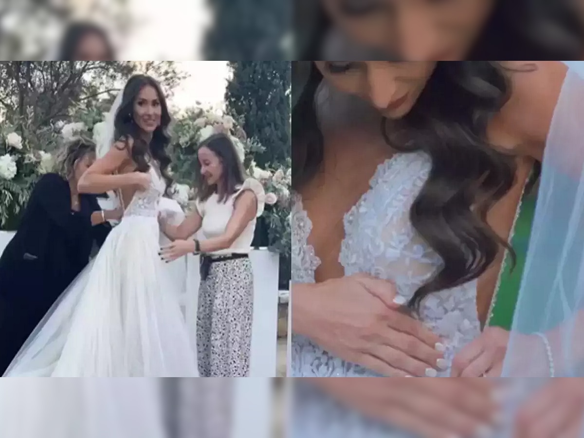 Viral Video : स्वत:च्याच लग्नात हे काय करुन बसली, तोकड्या कपड्यातच वधूची मंडपात एन्ट्री... title=