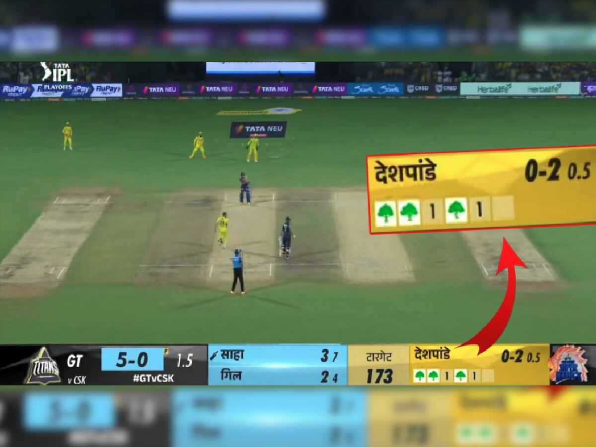 Tree Emojis In GT vs CSK Match: ...म्हणून CSK विरुद्ध गुजरात सामन्यानंतर BCCI लावणार 41 हजार झाडं title=