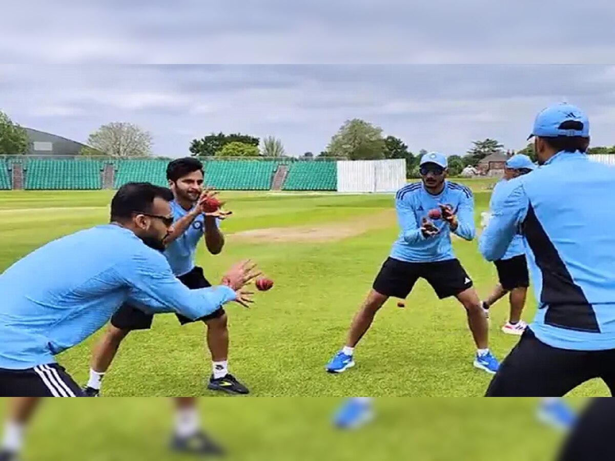 WTC Final 2023 Video : 3 2 1... भारतीय खेळाडूंची भन्नाट Fielding Practice पाहून डोळे भिरभिरतील  title=