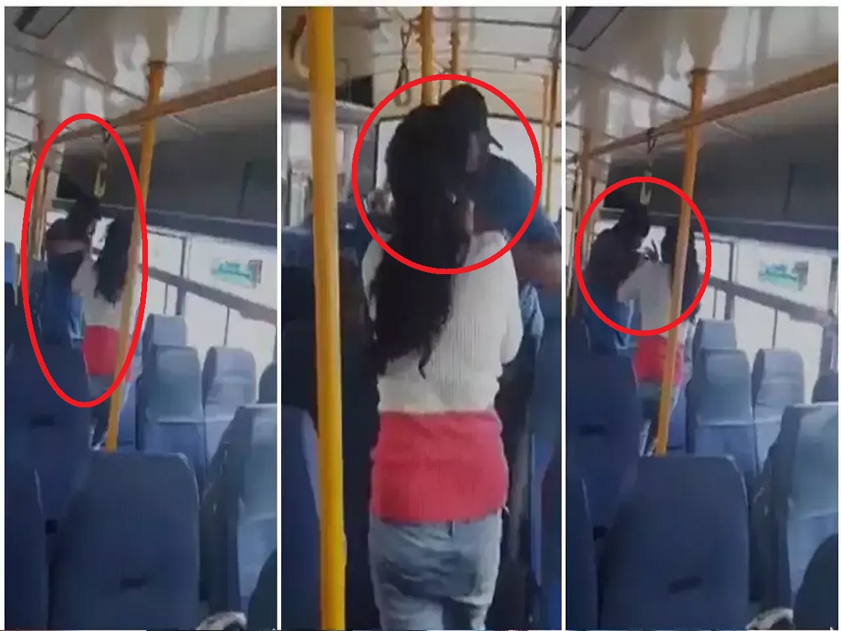 Viral Video : संतापजनक! बसमध्ये महिलेला नको त्या जागी स्पर्श, महिलेने इशारा दिल्यानंतरही त्याने... title=