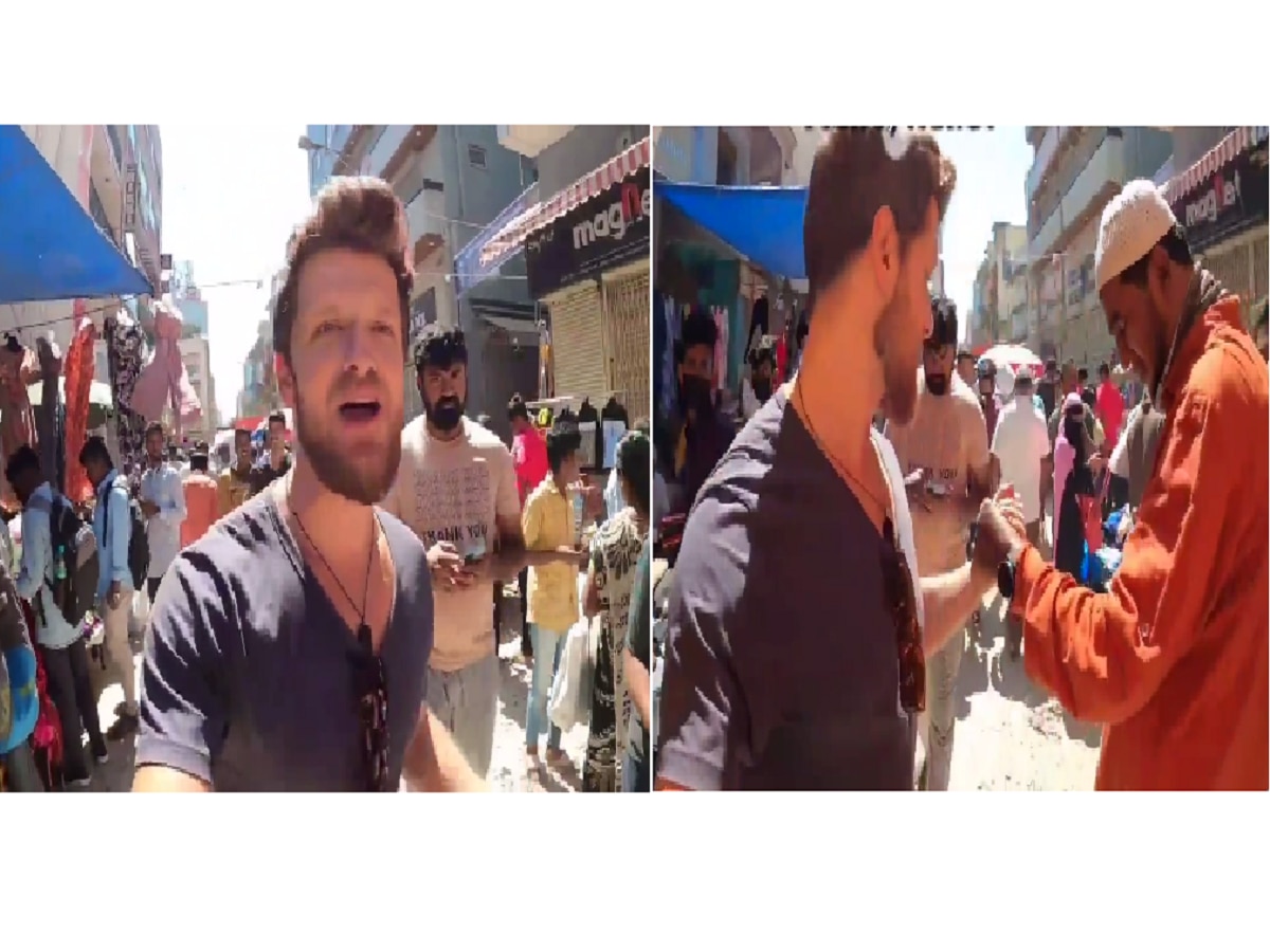 Viral Video : रस्त्यावरून जाणाऱ्या परदेशी युट्युबरचा स्थानिक नागरिकानं अचानक हात पकडला अन्... title=