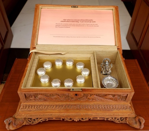 Prime Minister Narendra Modi presents a special sandalwood box to US President Joe Biden