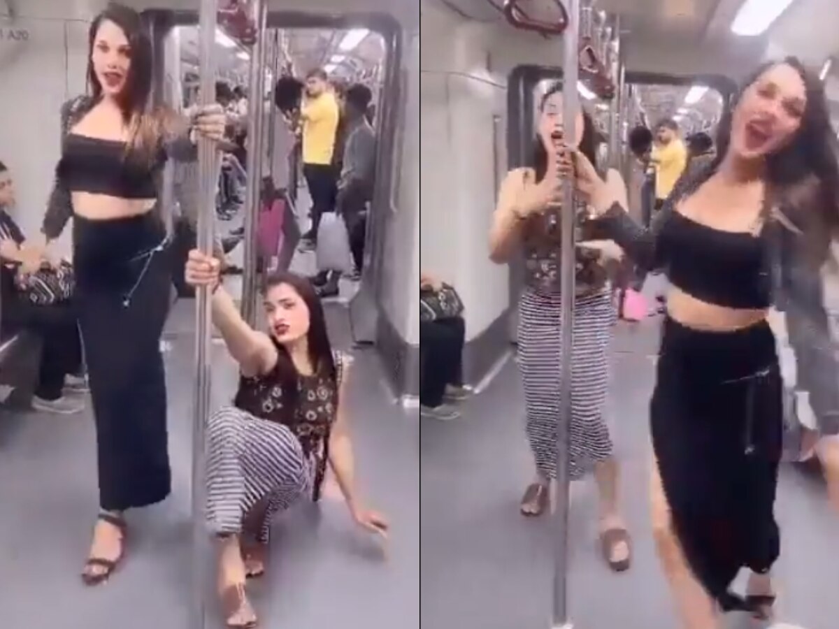 Delhi Metro: आता हेच बाकी राहिलं होतं, दिल्ली मेट्रोमधील महिलांचा Video व्हायरल; सर्वांसमोर असं काही केलं की... title=