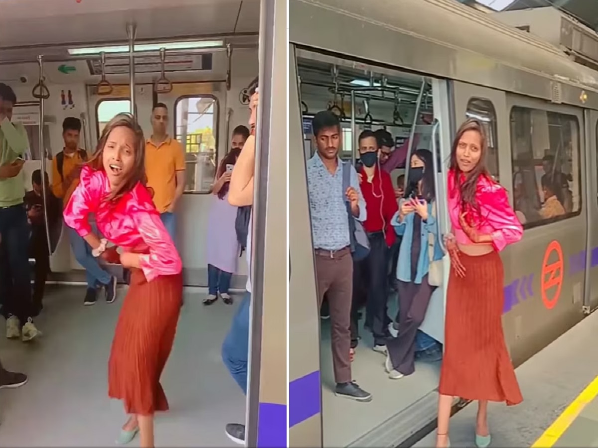 Delhi Metro ट्रेनचे दरवाजे उघडताच तरुणीचं विचित्र कृत्य, VIDEO पाहून नेटकरी संतापले title=